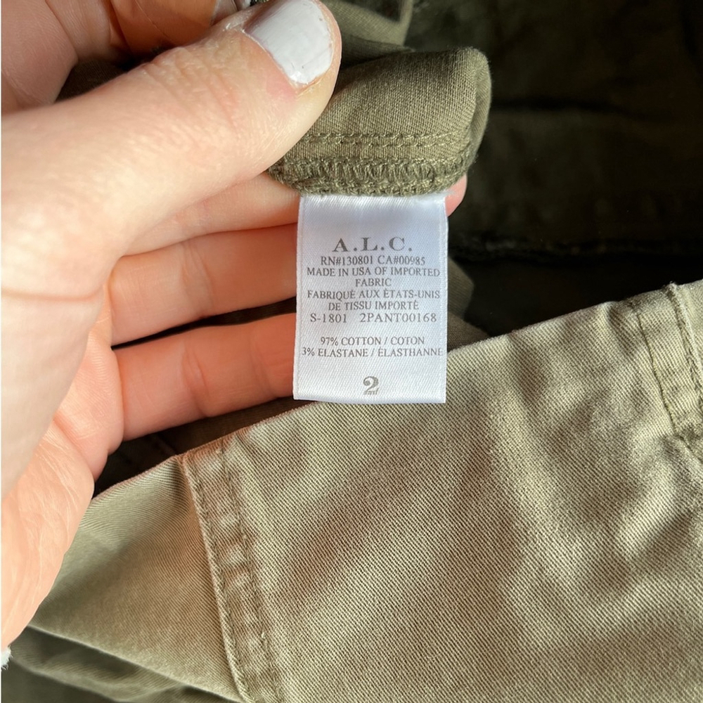 A.L.C “Kyle” Lace Up Front Skinny Green Pants Size 2 - Picture 11 of 15